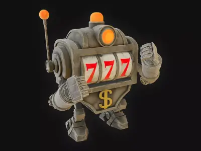 Slot machine robot Low-poly 3D model