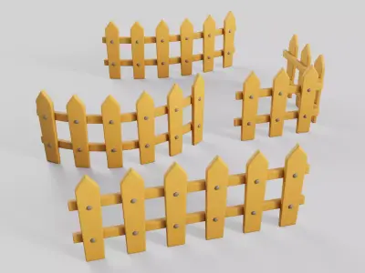 Cartoon Fence 5 Low-poly 3D model