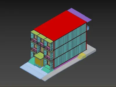 THREE STOREY  CONTAINER  HOUSE 3D model