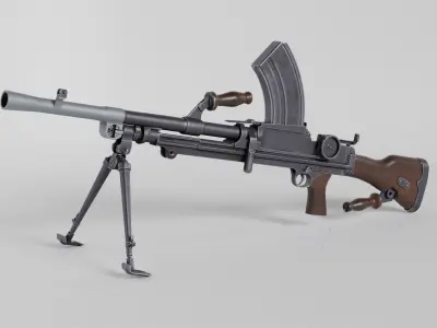 BREN MkI Light Machinegun  - Game and VFX-Ready Low-poly 3D model