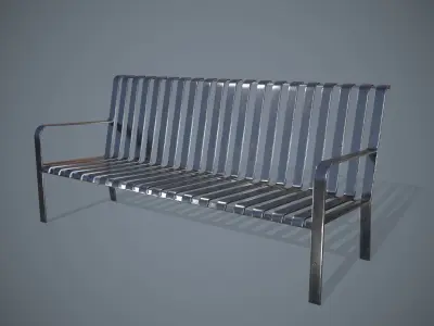 Metal Bench Low-poly 3D model