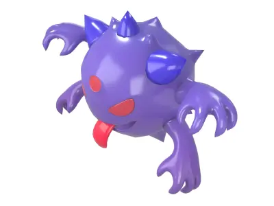 Cartoon Four Hands Ghost Character v1 001 Low-poly 3D model