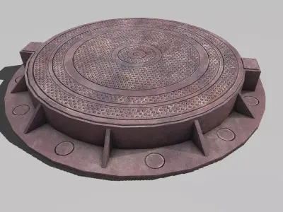 Manhole metal cover with hole in it Low-poly 3D model