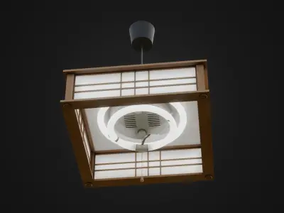 Retro Japanese Ceiling Light Low-poly 3D model