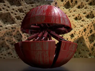 Hydraulic Sphere Bot - Bloody Horror Version Low-poly 3D model