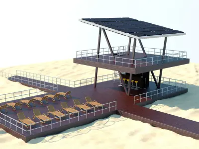 Lifeguard tower in sand 3D model