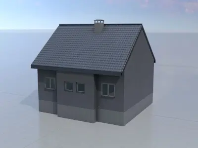 Modern single-family house version 5 R Low-poly 3D model