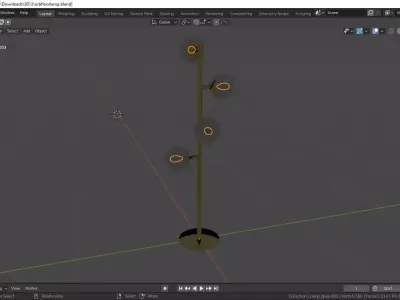 Orb Floor Lamp Metal Gold Modern PBR Interior Lighting Low-poly 3D model