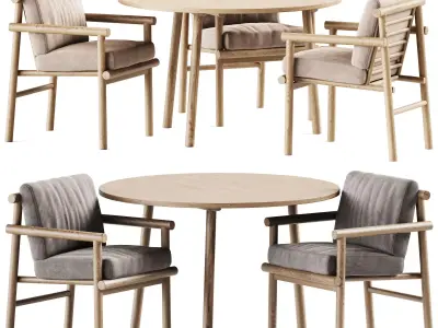 Paddle Table by Cruso and Ayana Chair by B B Italia  3D model