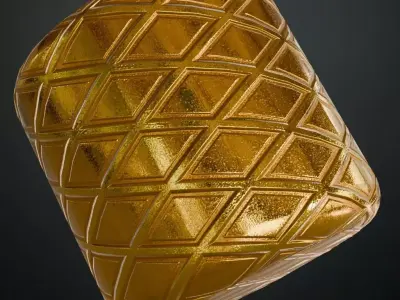 Golden Metal Pattern Diamond PBR Seamless Texture