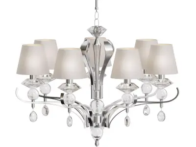 SMUSSO chrome chandelier with crystal shades 3D model