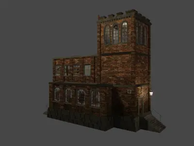 Factory Mansion Low-poly 3D model