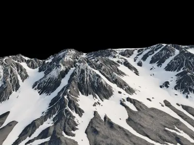 snowy mountains with slope 3d terrain model Low-poly 3D model