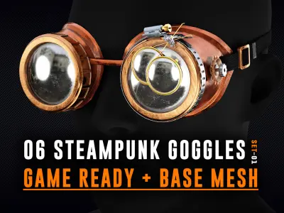 06 Steampunk Goggles | Game Ready | Base Meshes | Set 01