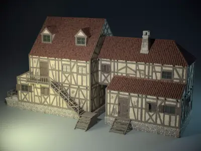 Medieval House 04 Game Ready Low-poly 3D model