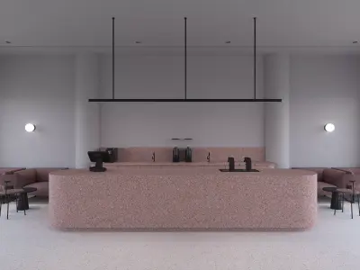 Slope Cafe Interior Scene 3D model