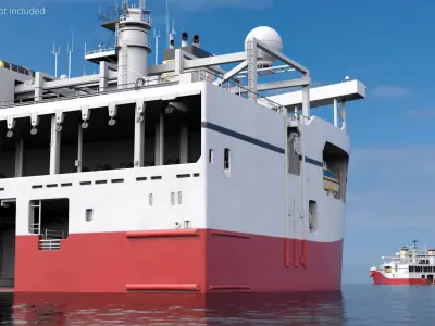  Seismic Research Vessel with Helideck White and Red 