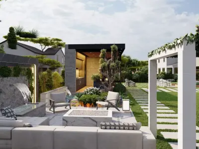 3D Exterior Scene 3D model design garden and landscape 3D model 19