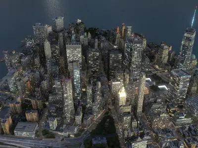  Manhattan Lower Night Low Poly 