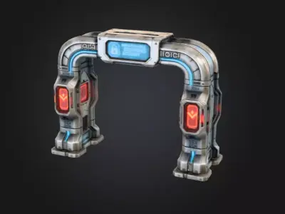 Futuristic Security Gate Low-poly 3D model