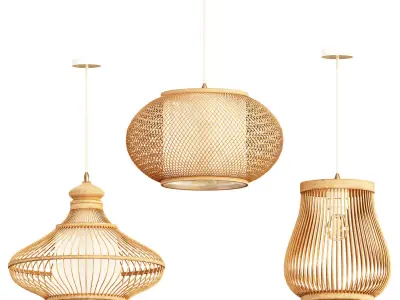 Bamboo LED Pendant 02 3D model