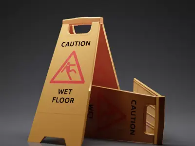 Caution Wet Floor Board Sign 3D model