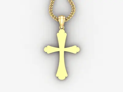 Light Gold 18K Cross Pendant 1CP047 3D print model