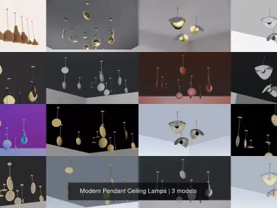 Modern Pendant Ceiling Lamps 3D Model Pack