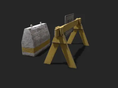Barrier Pack Low-poly 3D model