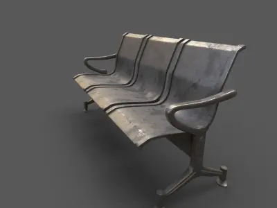 Street Bench Low-poly 3D model