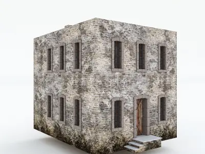 Old Stone Building nterior and Exterior Low-poly 3D model