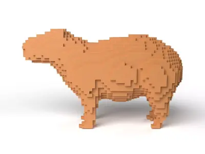 Capybara Minecraft Voxel Low-poly 3D model