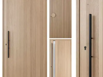 Oak Entrance Doors 3D model