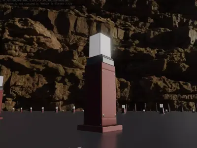 Street Light 8 Bollard 500mm Dark Red Version 3 Low-poly 3D model