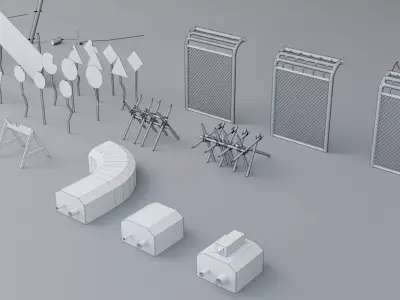 Apocalypse Street Set - Post Apocalyptic 3D Models Low-poly 3D model