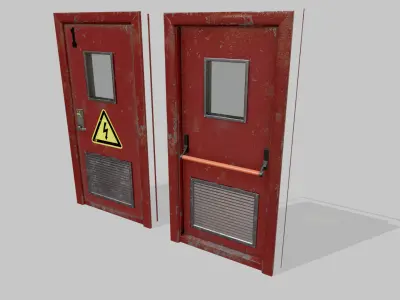 Laboratory door red Low-poly 3D model