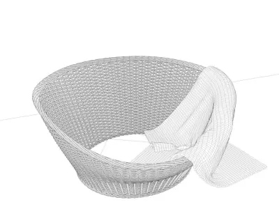 cat basket in nanny afternoon light 3D model