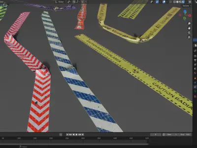 Street Traffic Tape Set Low-poly 3D model
