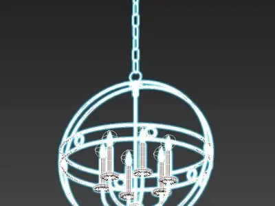 jadee Light Gold Globe Chandelier 3D model