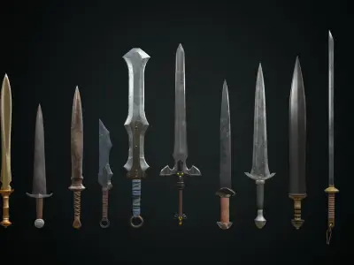 fantasy weapon collection Low-poly 3D model