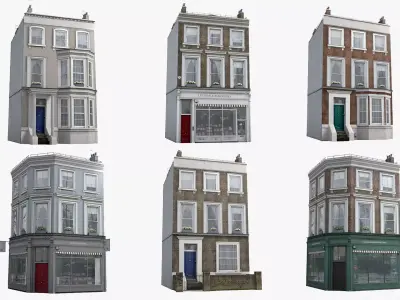 Old London Townhouse Collection Low-poly 3D model