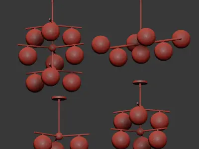 Westelm Sphere Stem Chandelier Set 3D model