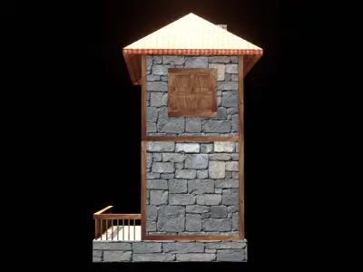 medieval house low poly village town residential house  87 Low-poly 3D model