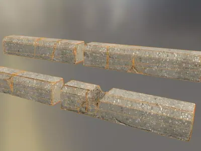 curbstone game ready Low-poly 3D model