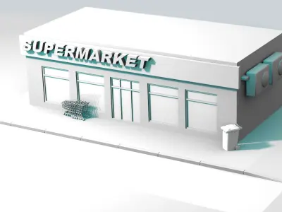 SuperMarket cartoon-style 3D model