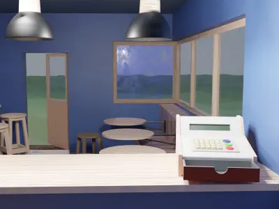 Stylized Old Cafe 3D model