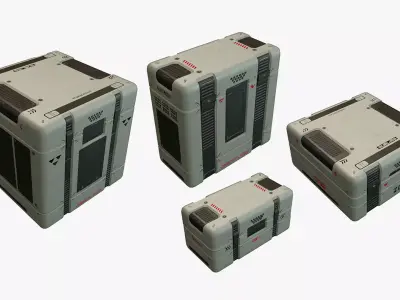 Sci Fi Boxes Low-poly 3D model
