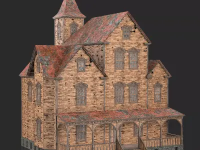 Old Medieval Abandoned House 1 3D model