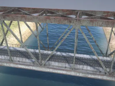 RW Bridge Vologda-II mono ferma Low-poly 3D model