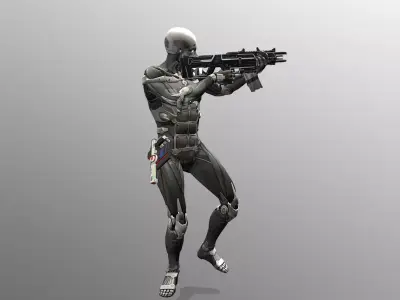 CYBORG Cyberpunk Tech Anti-terminator ArmyRobot Animated FBX 3D model